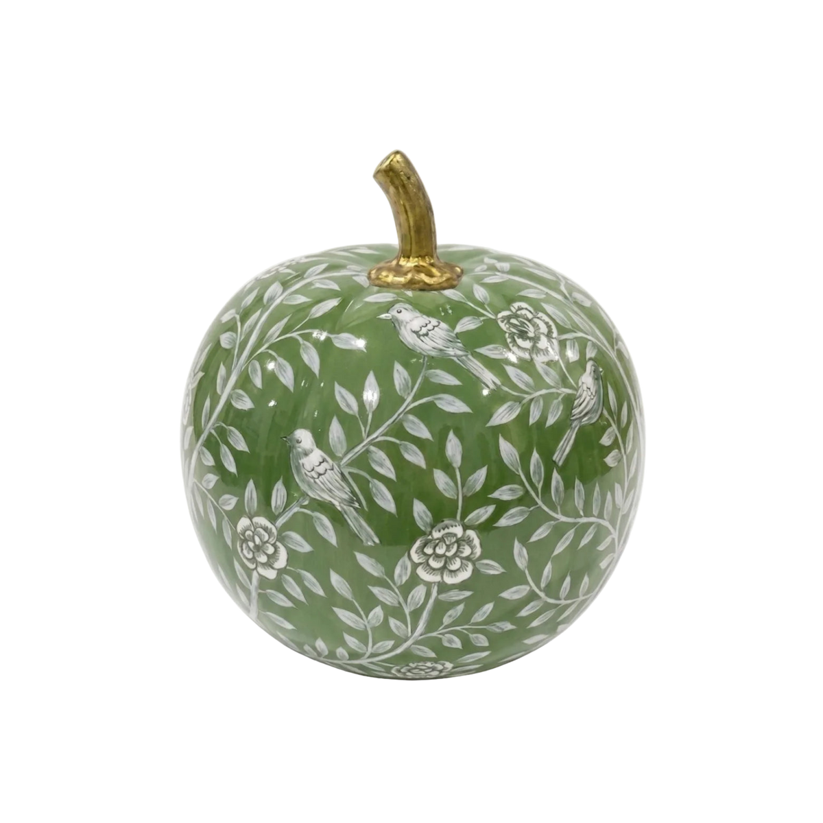 Green Bird & Vine Silhouette Pumpkin