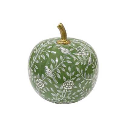 Green Bird & Vine Silhouette Pumpkin