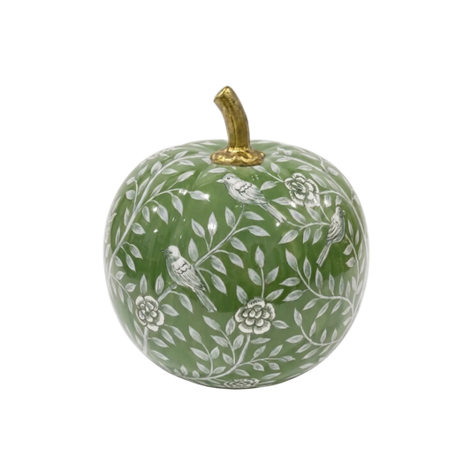 Green Bird & Vine Silhouette Pumpkin