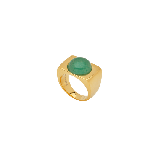 18K Gold - Plated Shield Ring – Blue Green Quartz - Hosted by Kelly Gaudreau
