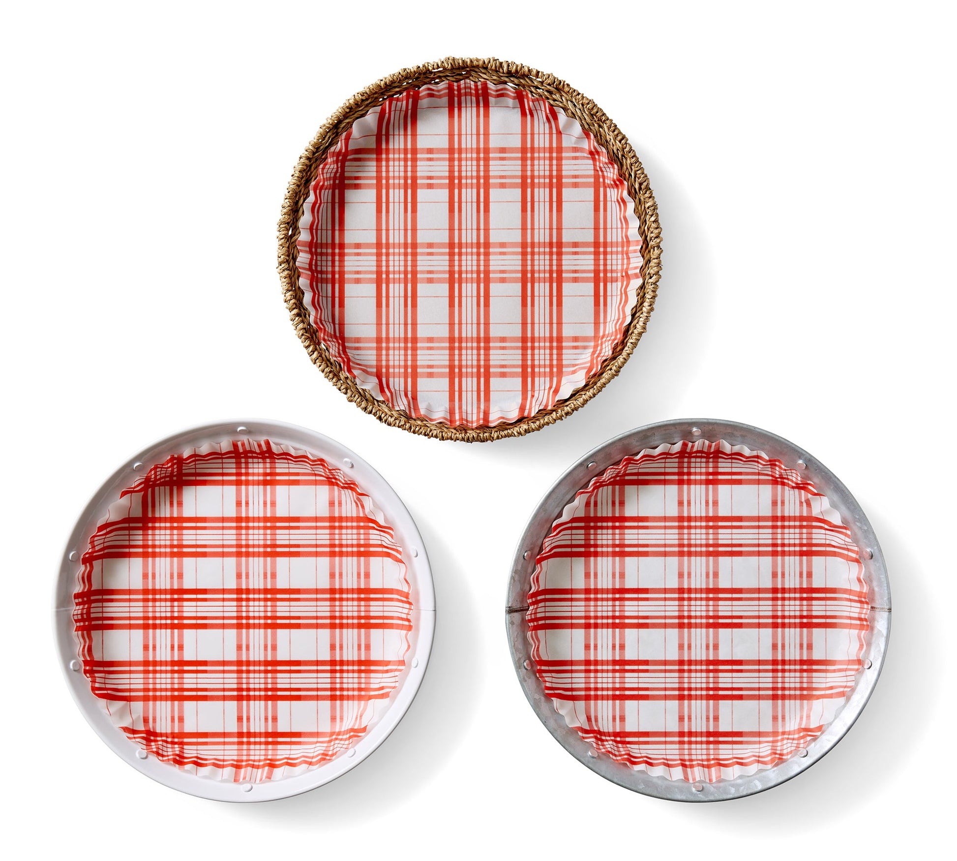 "Red Plaid" preformed plate liners