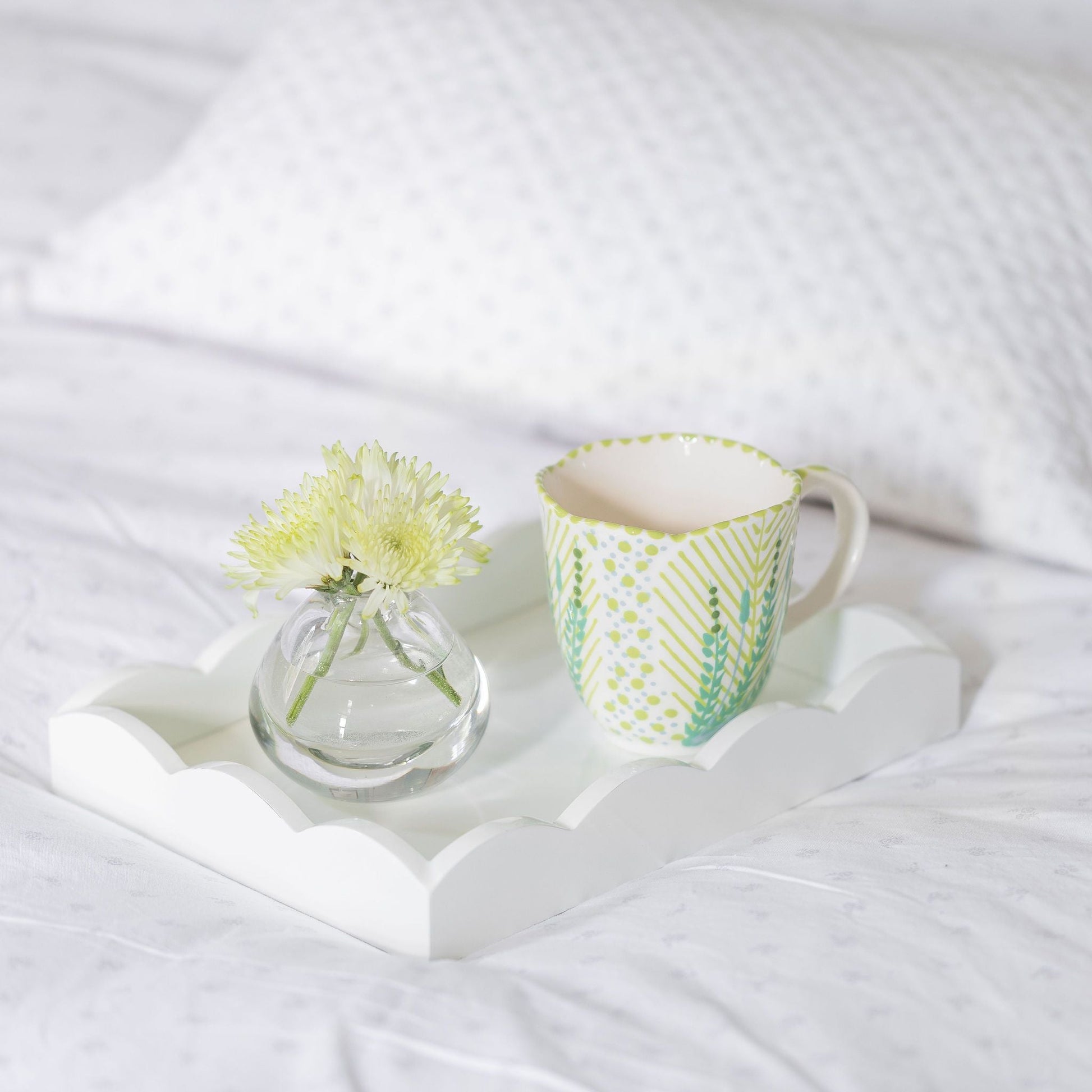 Small, White Scalloped Edge Tray