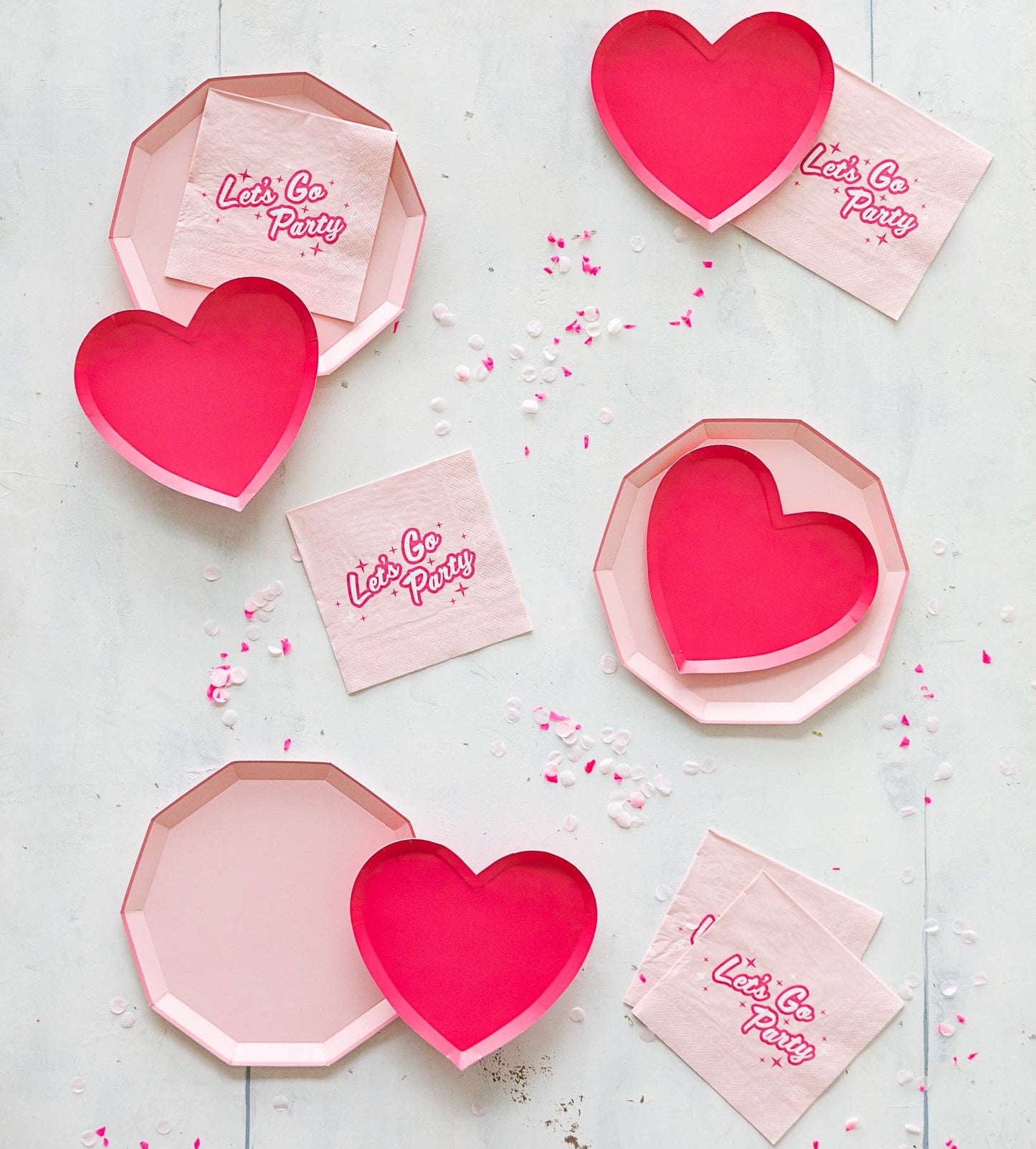 Haute Pink Heart Shaped Plates - Set of 8