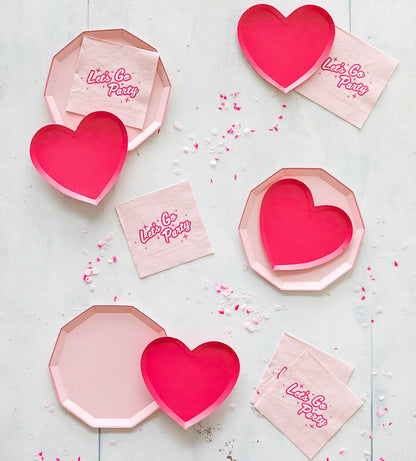 Haute Pink Heart Shaped Plates - Set of 8