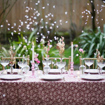 Pink Glass Candlestick Holder