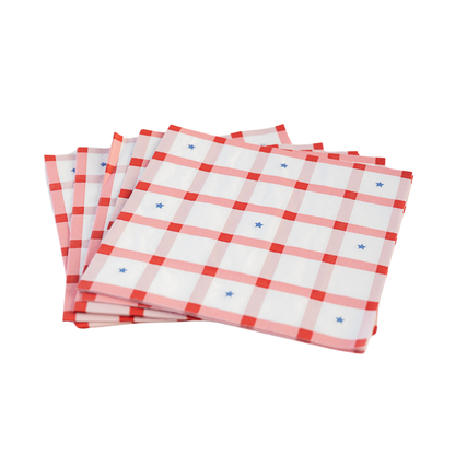 Red Gingham 4th of July Large Napkins – Set of 20