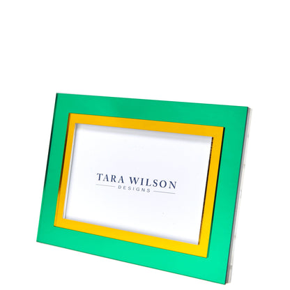 Mirrored Lucite Frame in Yellow and Green