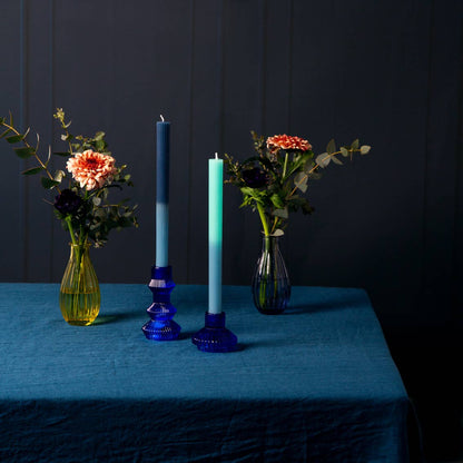 Small Blue Glass Candle Holder