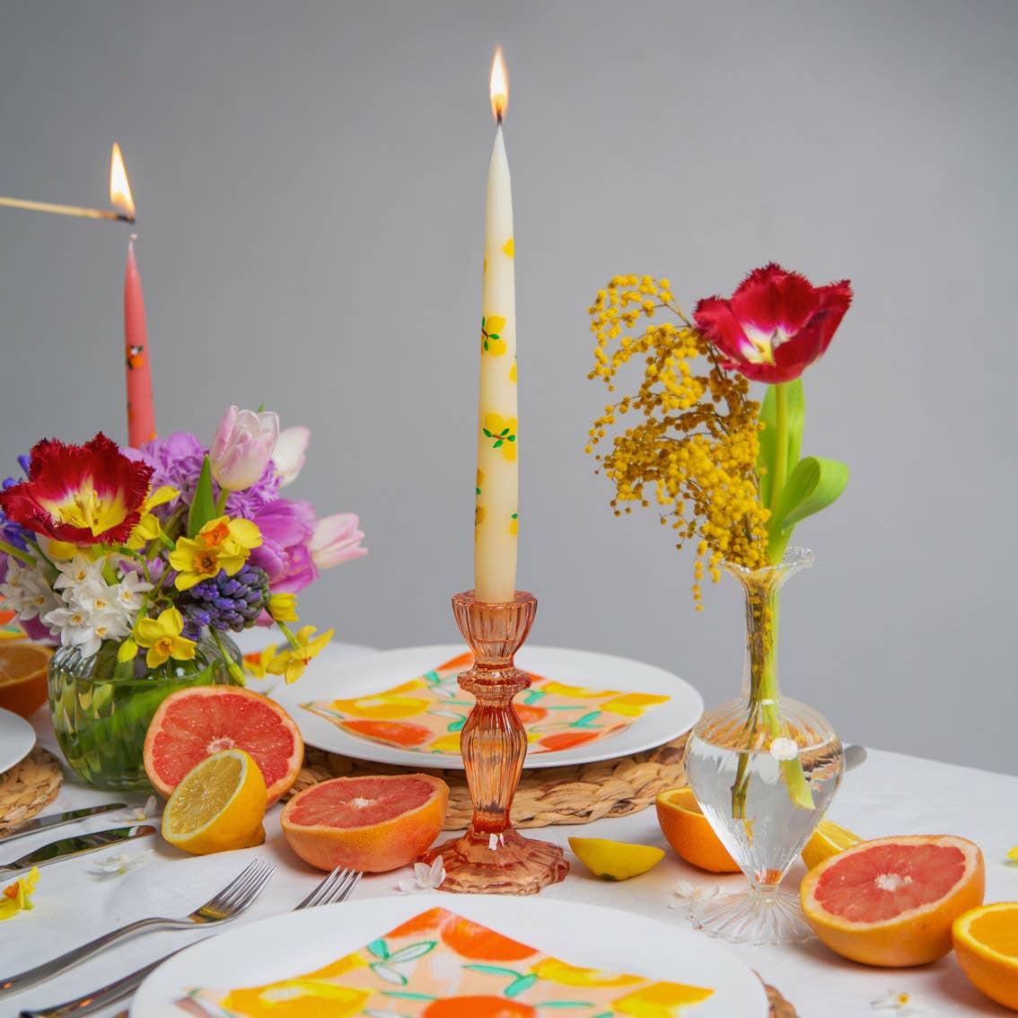 Orange Glass Candlestick Holder