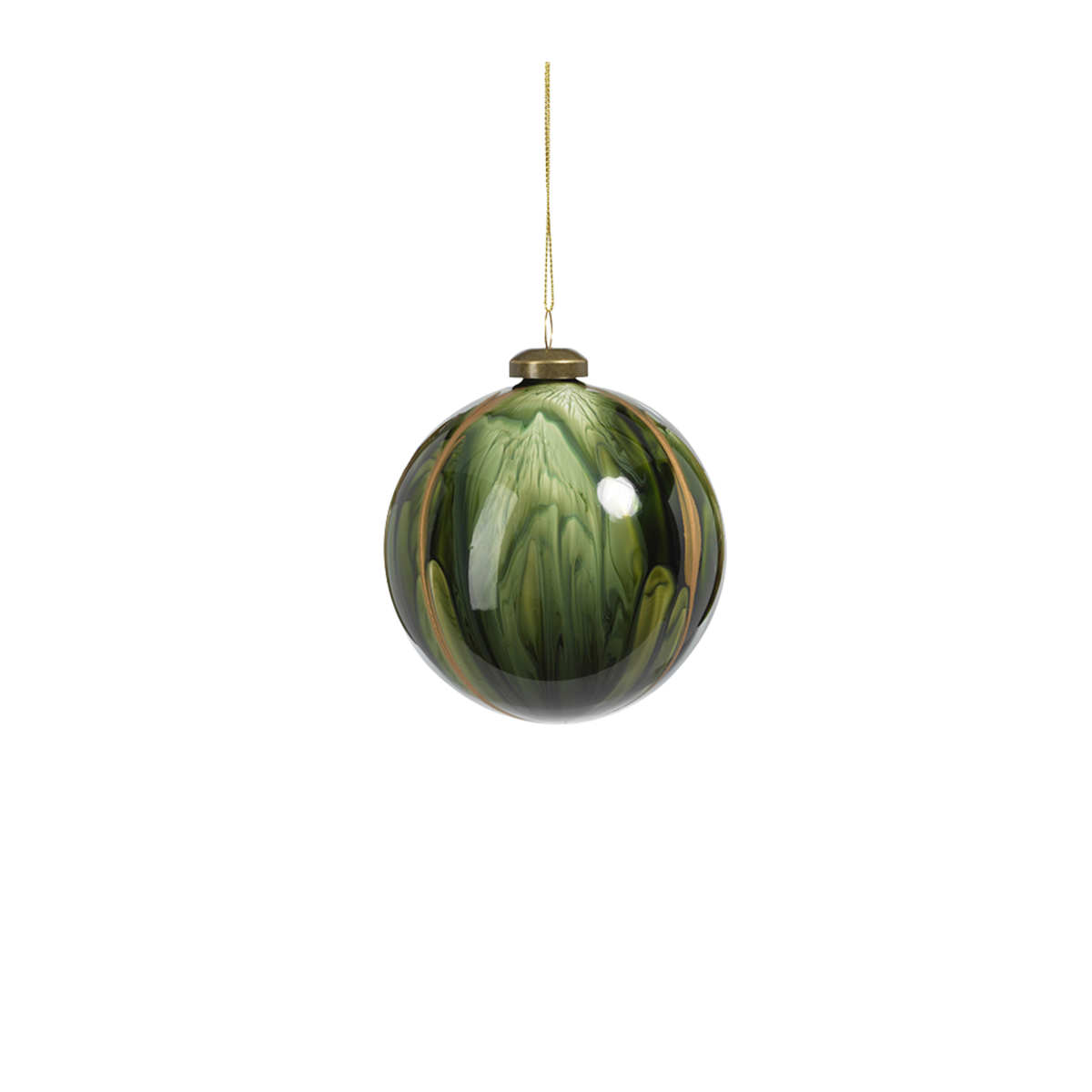 Water Color Glass Ornament - Shiny Green