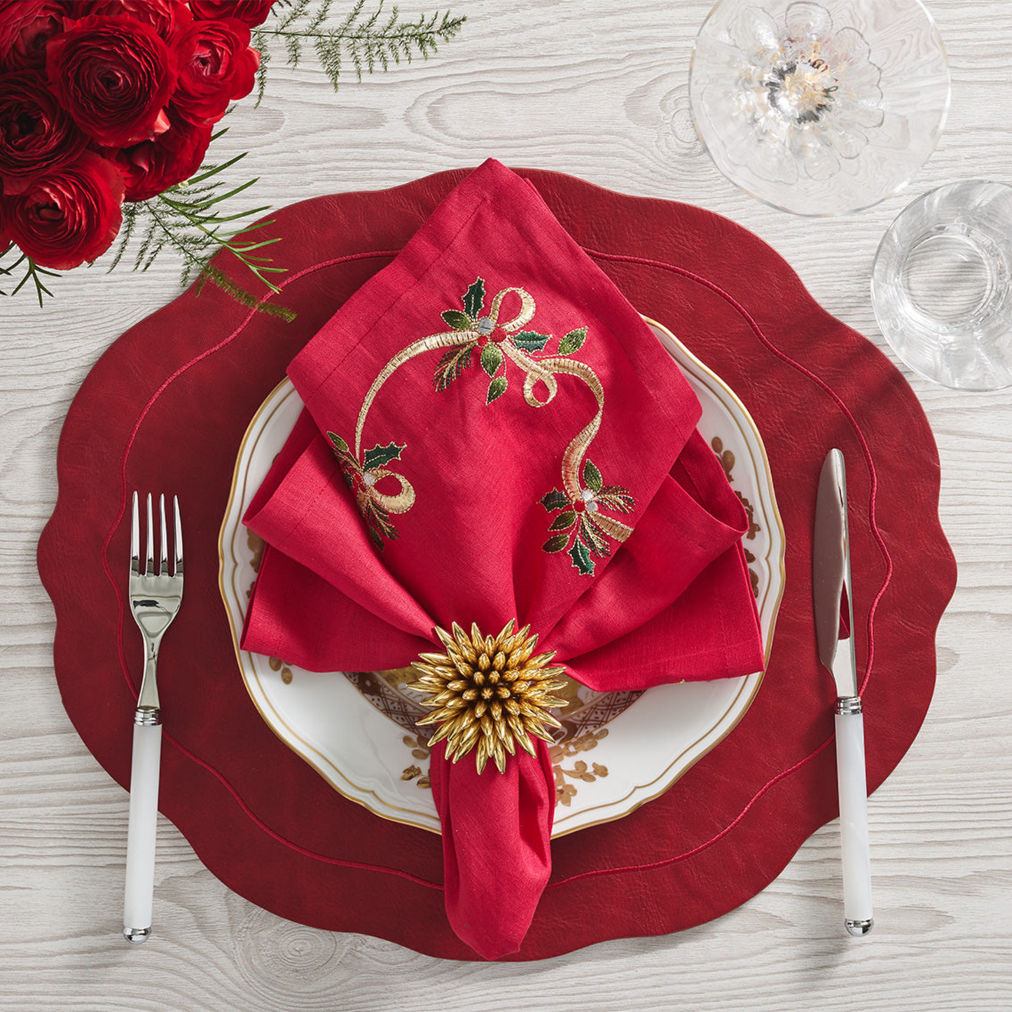 Xmas Ribbon Napkins, Set of 4