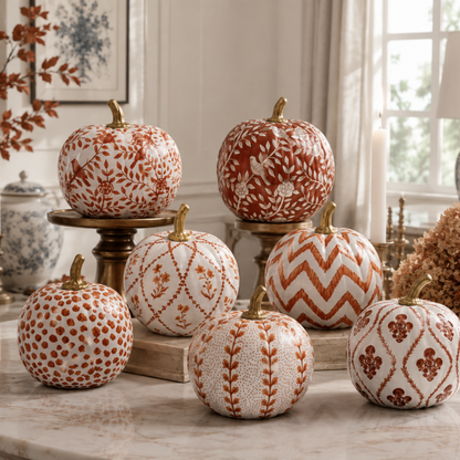 Rusty Red Garden Trellis Pumpkin