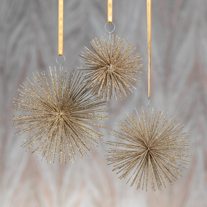 Wire Star Burst Ornament - Champagne