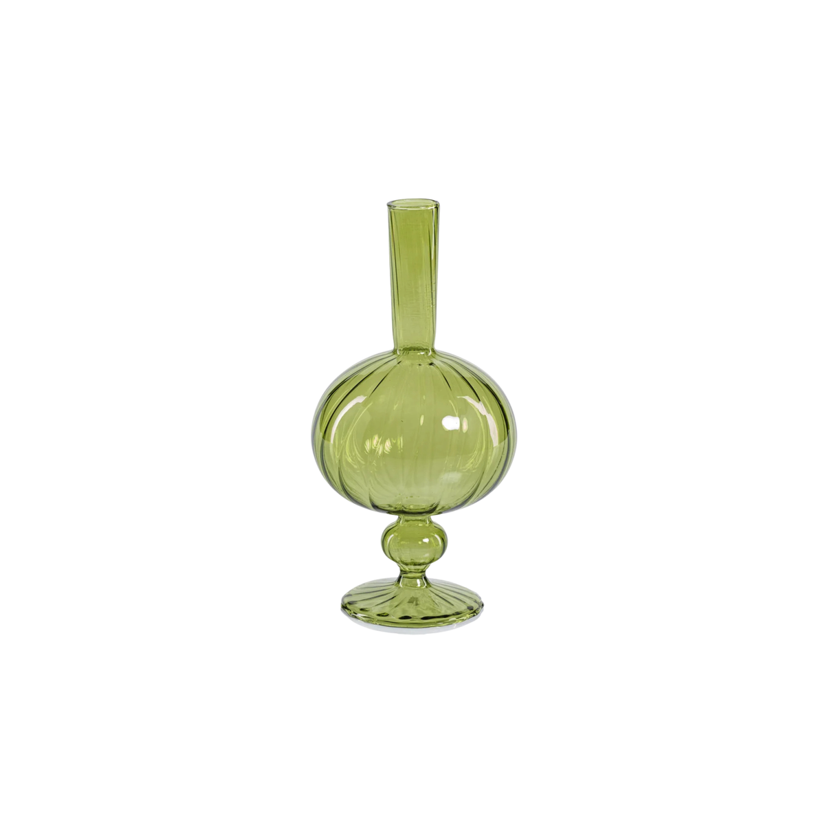 Onion Shaped Venetian Spiral Vase - Green