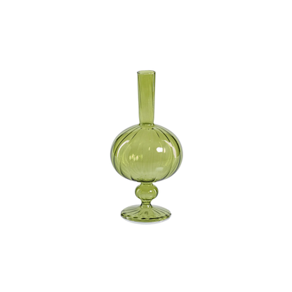 Onion Shaped Venetian Spiral Vase - Green