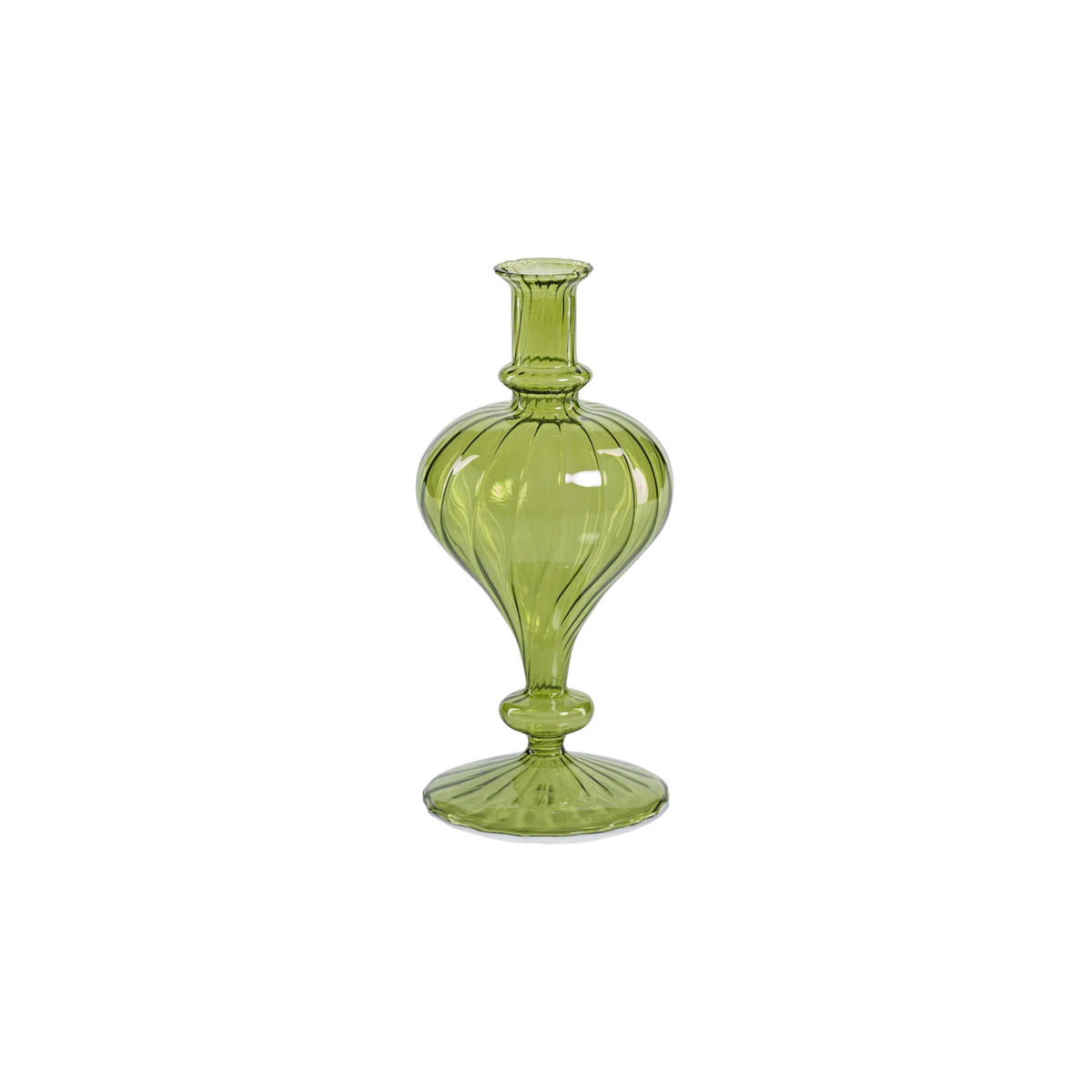 Turnip-Shaped Venetian Spiral Vase - Green