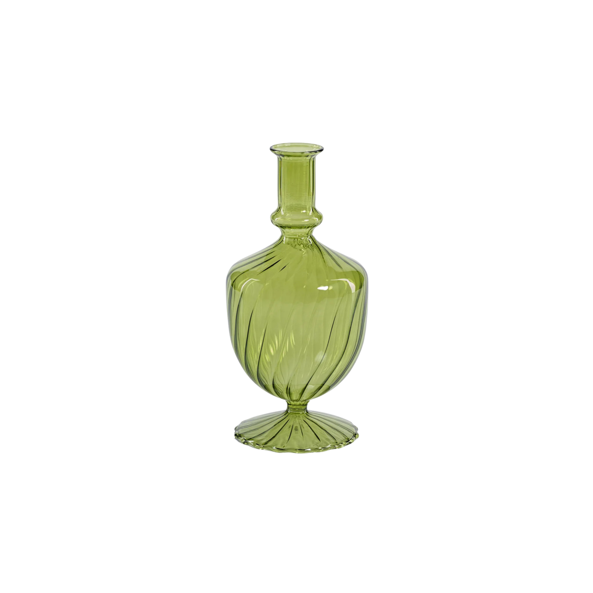 Urn Shaped Venetian Spiral Vase - Green