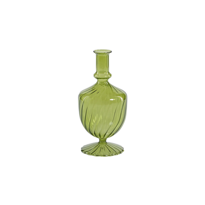 Urn Shaped Venetian Spiral Vase - Green