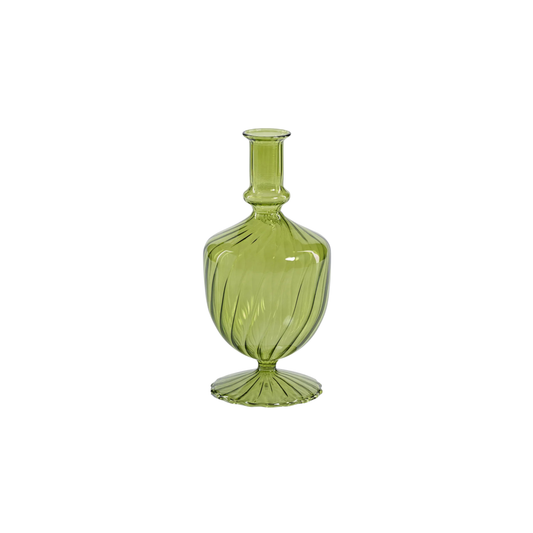 Urn Shaped Venetian Spiral Vase - Green