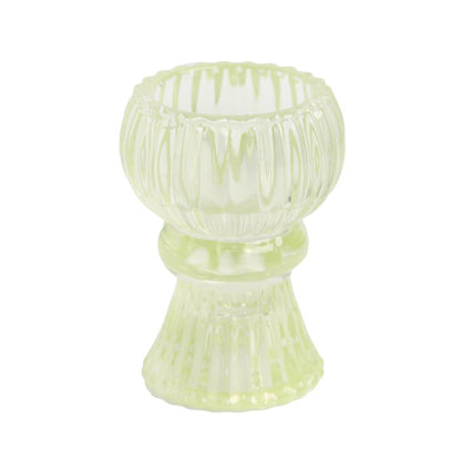 Small Light Green Glass Candle Holder