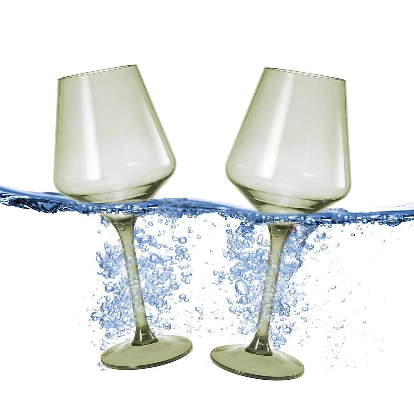 Floating Acrylic Wine Glass in Green Set of 2