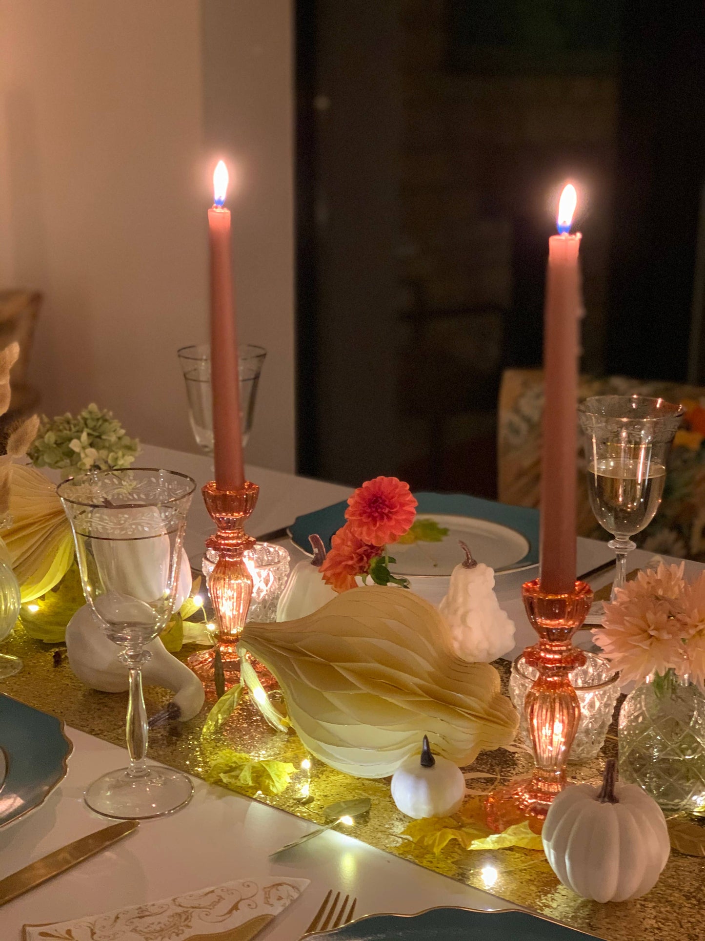 Orange Glass Candlestick Holder