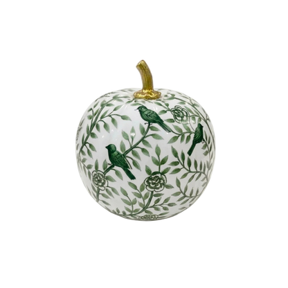 Green Bird & Vine Pumpkin