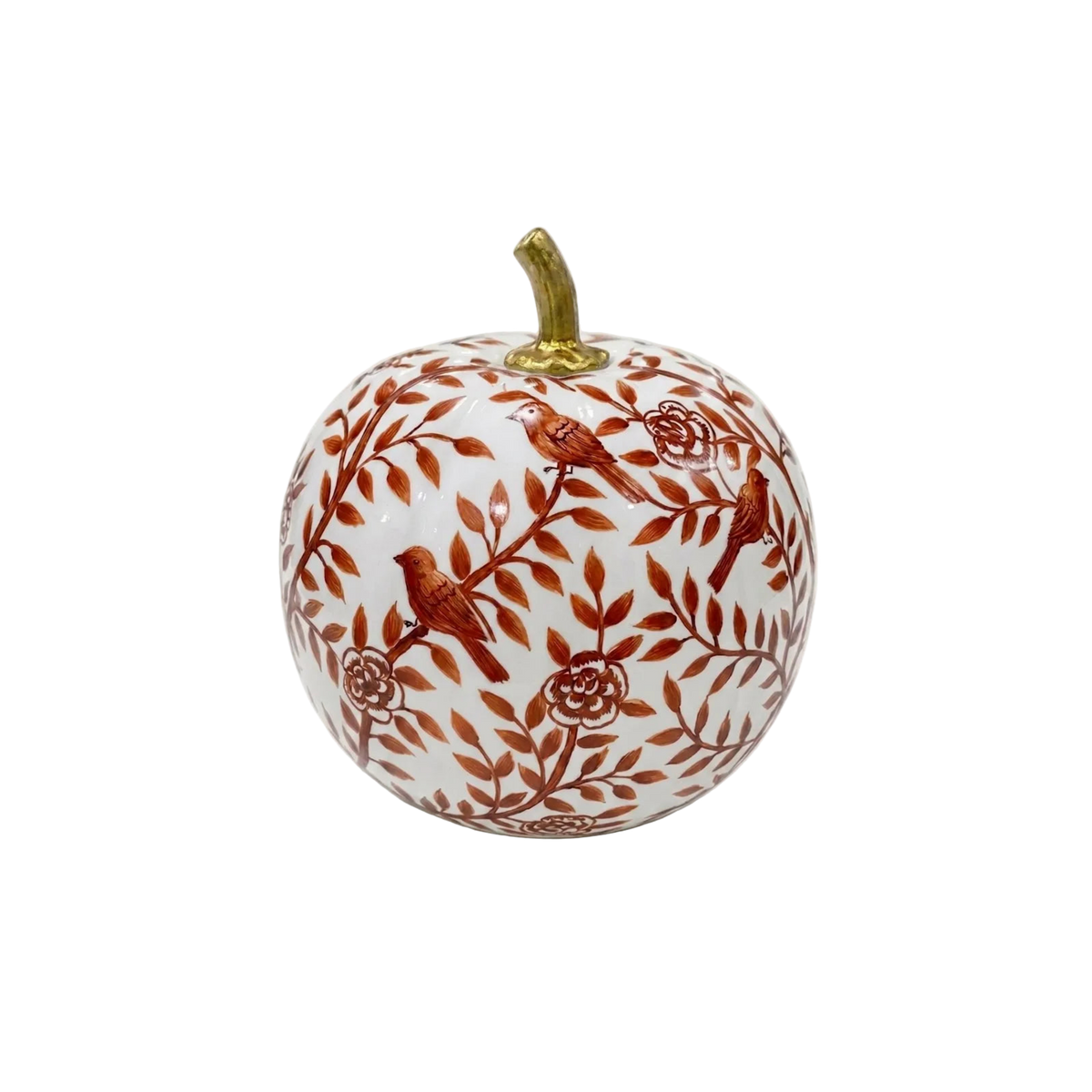 Rusty Red Bird & Vine Pumpkin