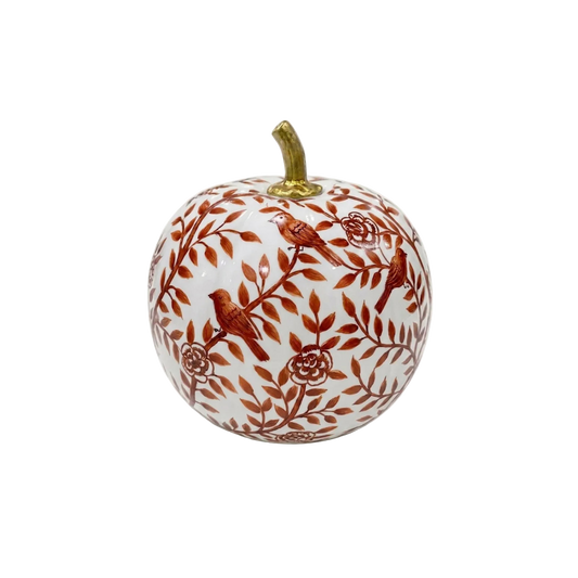 Rusty Red Bird & Vine Pumpkin
