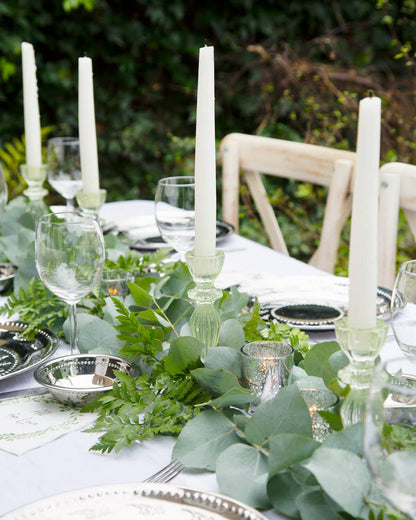 Green Glass Candlestick Holder