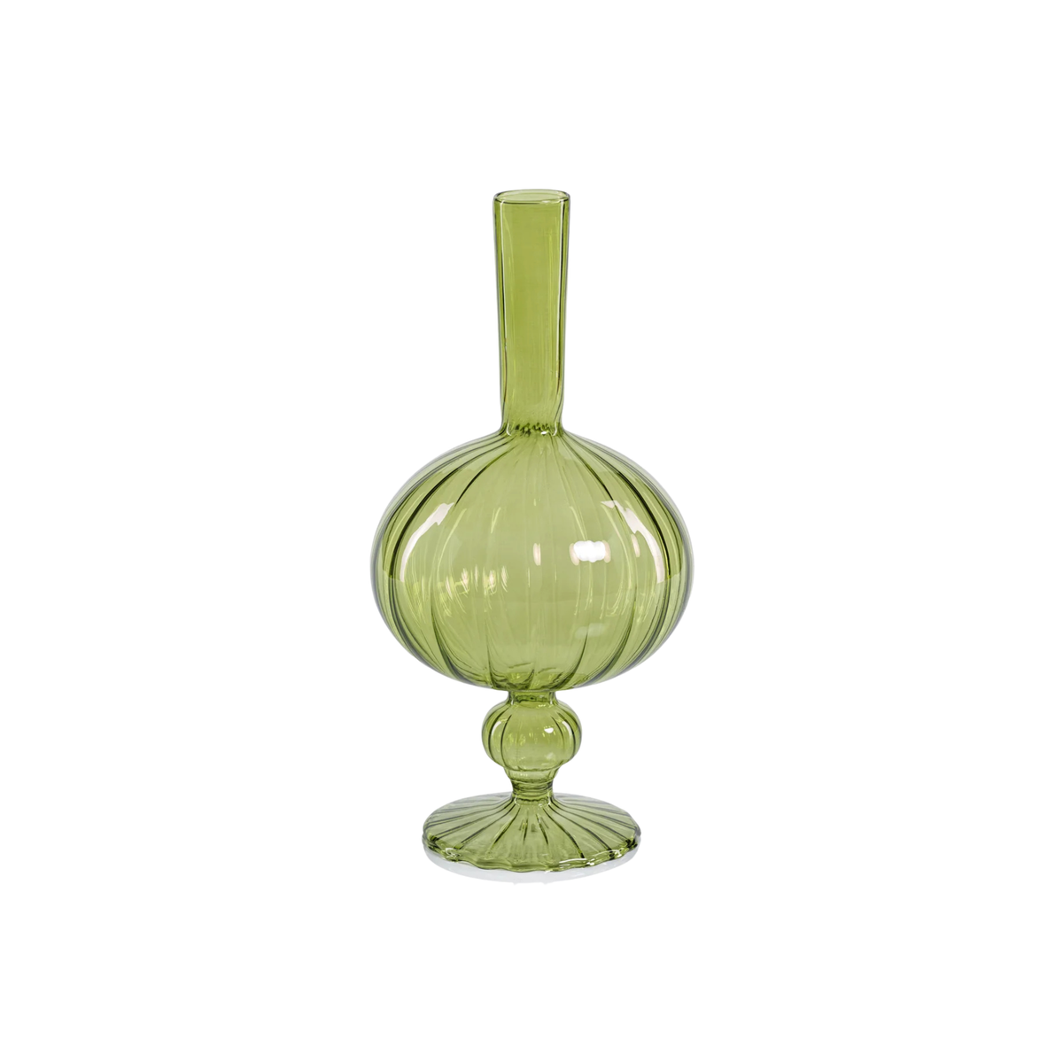 Onion Shaped Venetian Spiral Vase - Green