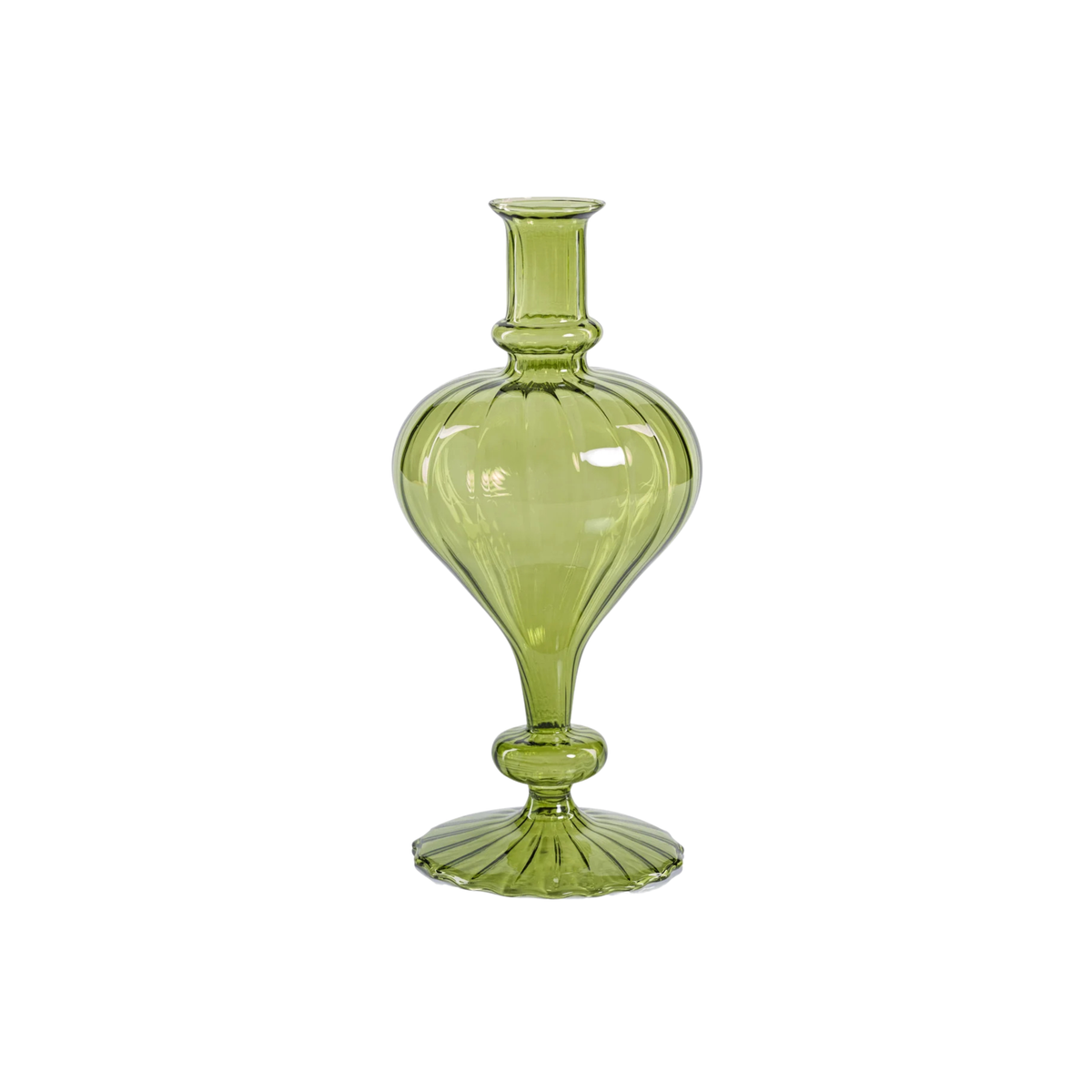 Turnip-Shaped Venetian Spiral Vase - Green