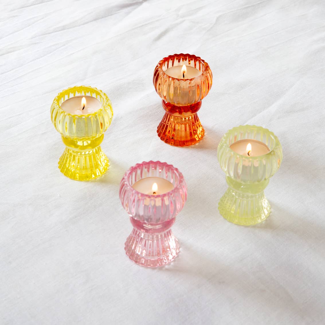 Small Pink Glass Candle Holder