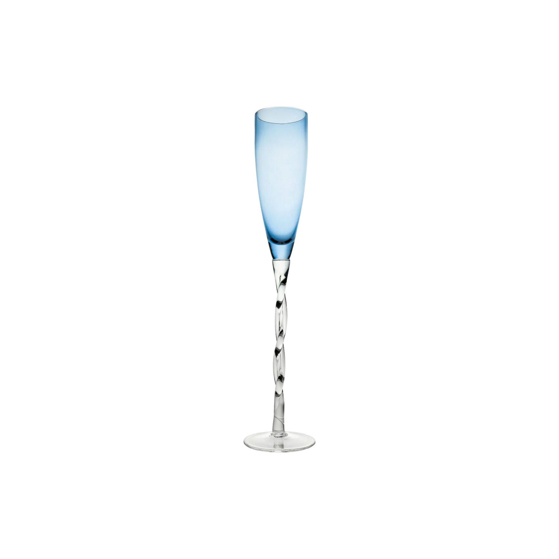 Cobalt Adriana Champagne Glass, inspired by an Abigails original design. The perfect elegant stemware for champagne, ideal for enhancing any celebration with style and sophistication.