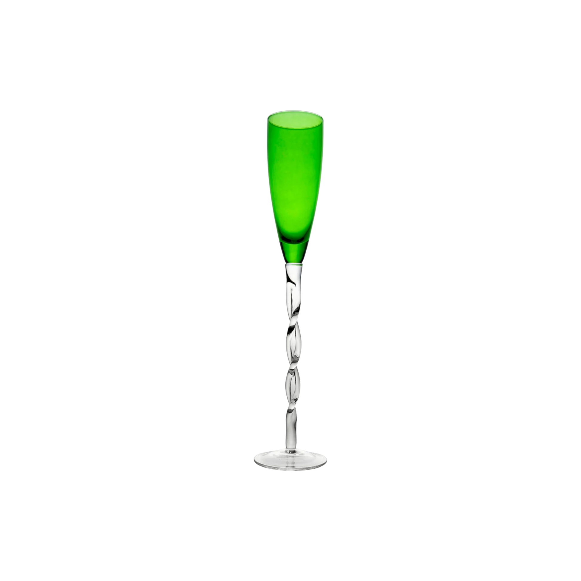 Emerald green Adriana Champagne Glass, inspired by an Abigails original design. The perfect elegant stemware for champagne, ideal for enhancing any celebration with style and sophistication.