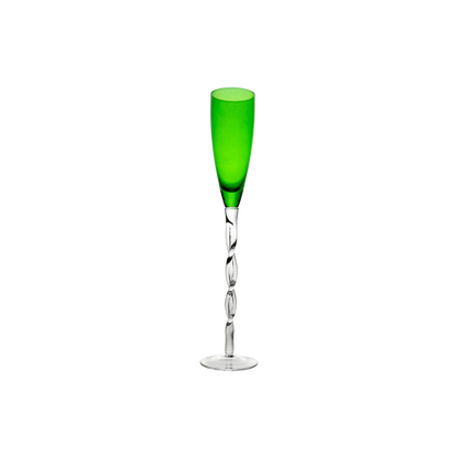 Emerald green Adriana Champagne Glass, inspired by an Abigails original design. The perfect elegant stemware for champagne, ideal for enhancing any celebration with style and sophistication.