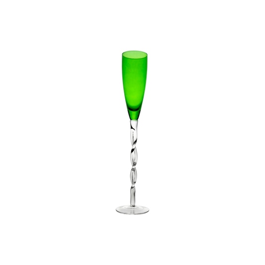 Emerald green Adriana Champagne Glass, inspired by an Abigails original design. The perfect elegant stemware for champagne, ideal for enhancing any celebration with style and sophistication.