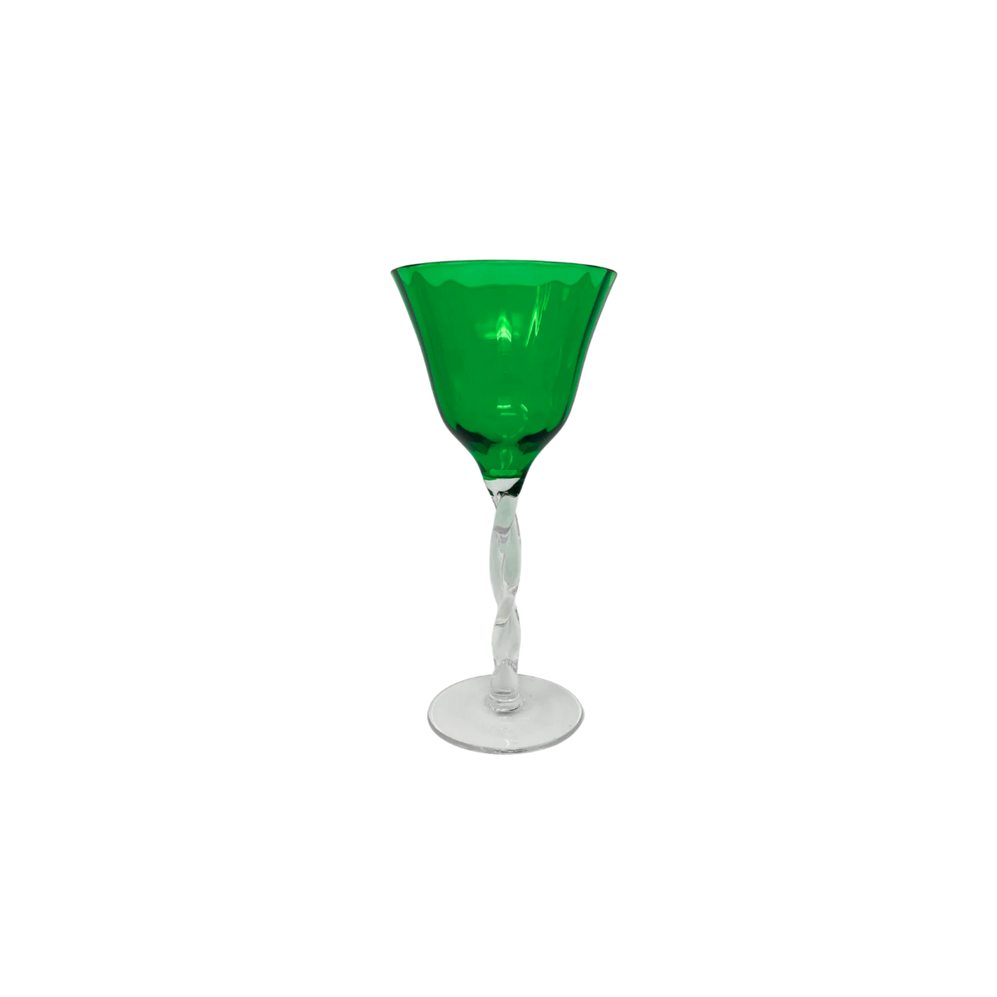 Adriana Wine Glass in Emerald Green with elegant stem, inspired by an Abigails original; perfect for adding sophistication to any table setting.