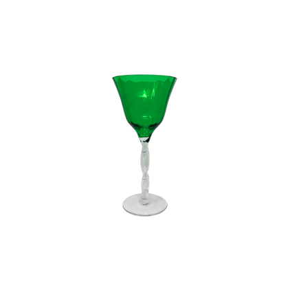 Adriana Wine Glass in Emerald Green with elegant stem, inspired by an Abigails original; perfect for adding sophistication to any table setting.