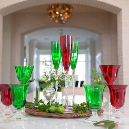 Adriana Wine Glass in Emerald Green with elegant stem, inspired by an Abigails original; perfect for adding sophistication to any table setting.