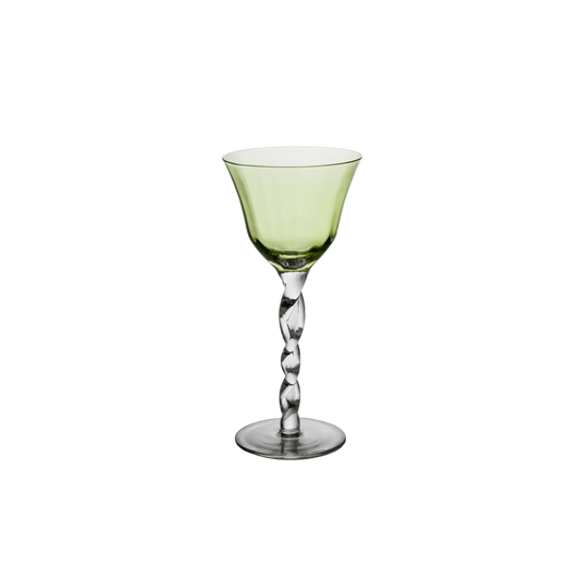 Adriana Wine Glass in Green with elegant stem, inspired by an Abigails original; perfect for adding sophistication to any table setting.