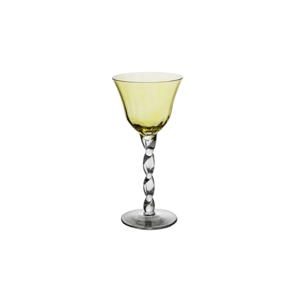 Adriana Wine Glass in Yellow with elegant stem, inspired by an Abigails original; perfect for adding sophistication to any table setting.