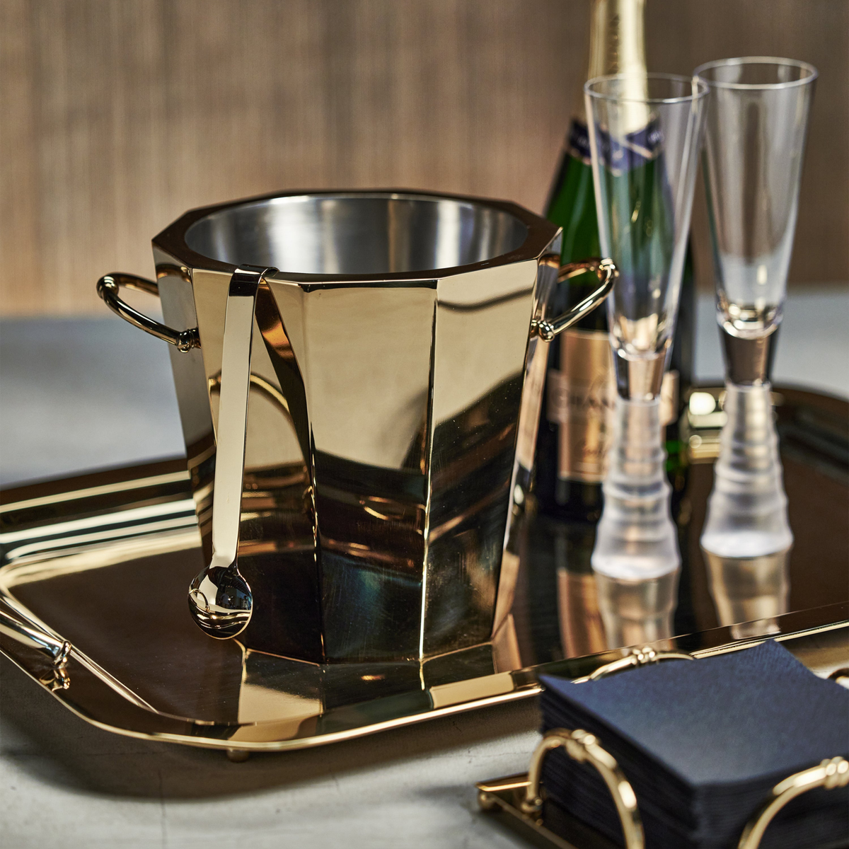 Alessia Double Wall Ice Bucket / Cooler - Gold
