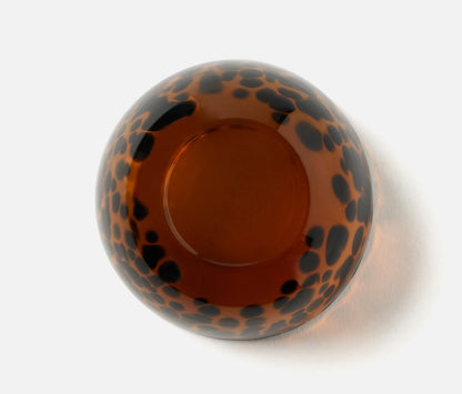 Set of six hand-blown Andrew Tortoise Mini Bowls featuring stylish speckles. Each bowl measures 2.5 inches in diameter and 1 inch in height, adding a unique touch to any dining table. Dishwasher safe with slight variations expected.