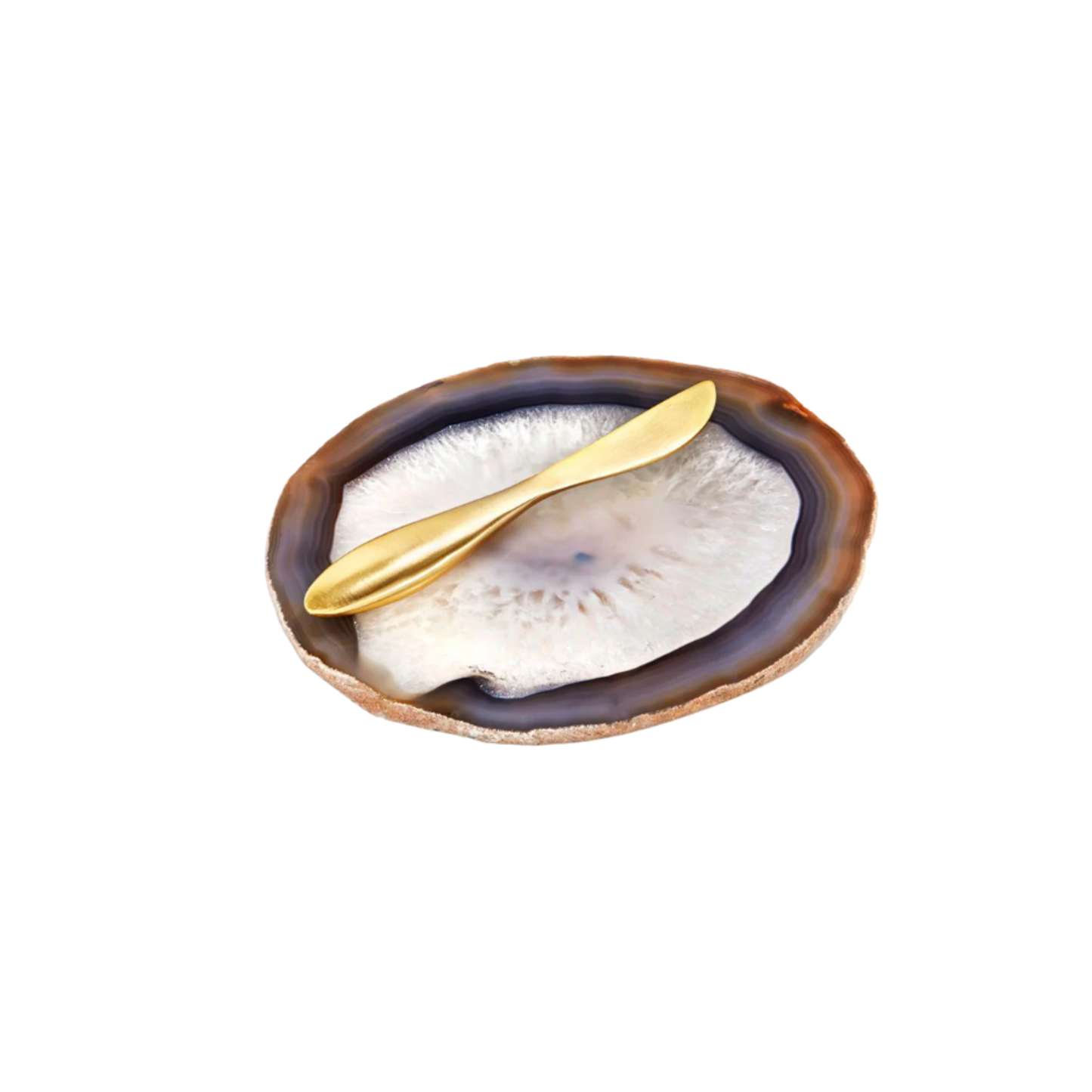 Ita Cheese Plate & Forma Spreader, Sand Agate & Gold