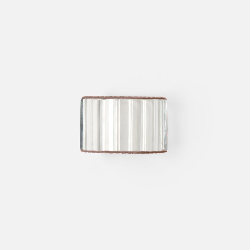 Arthur Napkin Rings, set of 4, made from tobacco full-grain leather with clear glass crystal. Luxurious and sophisticated, easy to wipe clean for practical use. Perfect for elegant table settings.