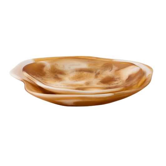 Beatrix Amber Swirled Serving Trays - Set of 2