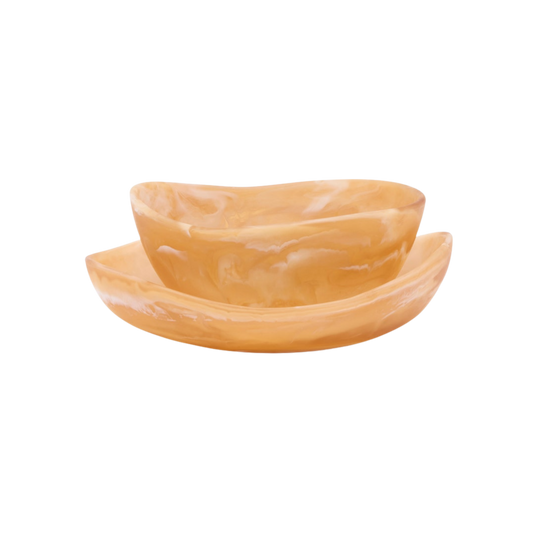 Mazzy Amber Swirled Serving Bowls - Set of 2