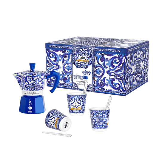 Dolce & Gabbana Mediterranean 3-Cup Blue Moka Pot & Cup Gift Set