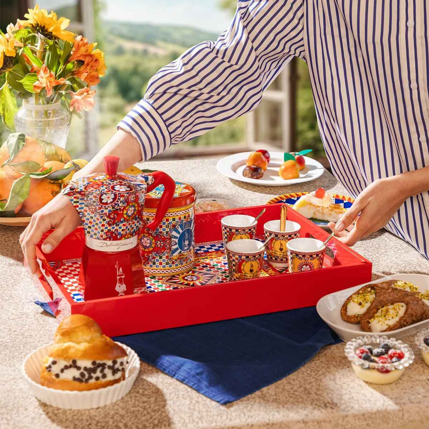 Dolce & Gabbana Sicilian Cart 2-Cup Moka Pot & Cup Gift Set